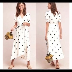 Anthropologie Maeve Breanna Ivory Polka Dot Dress